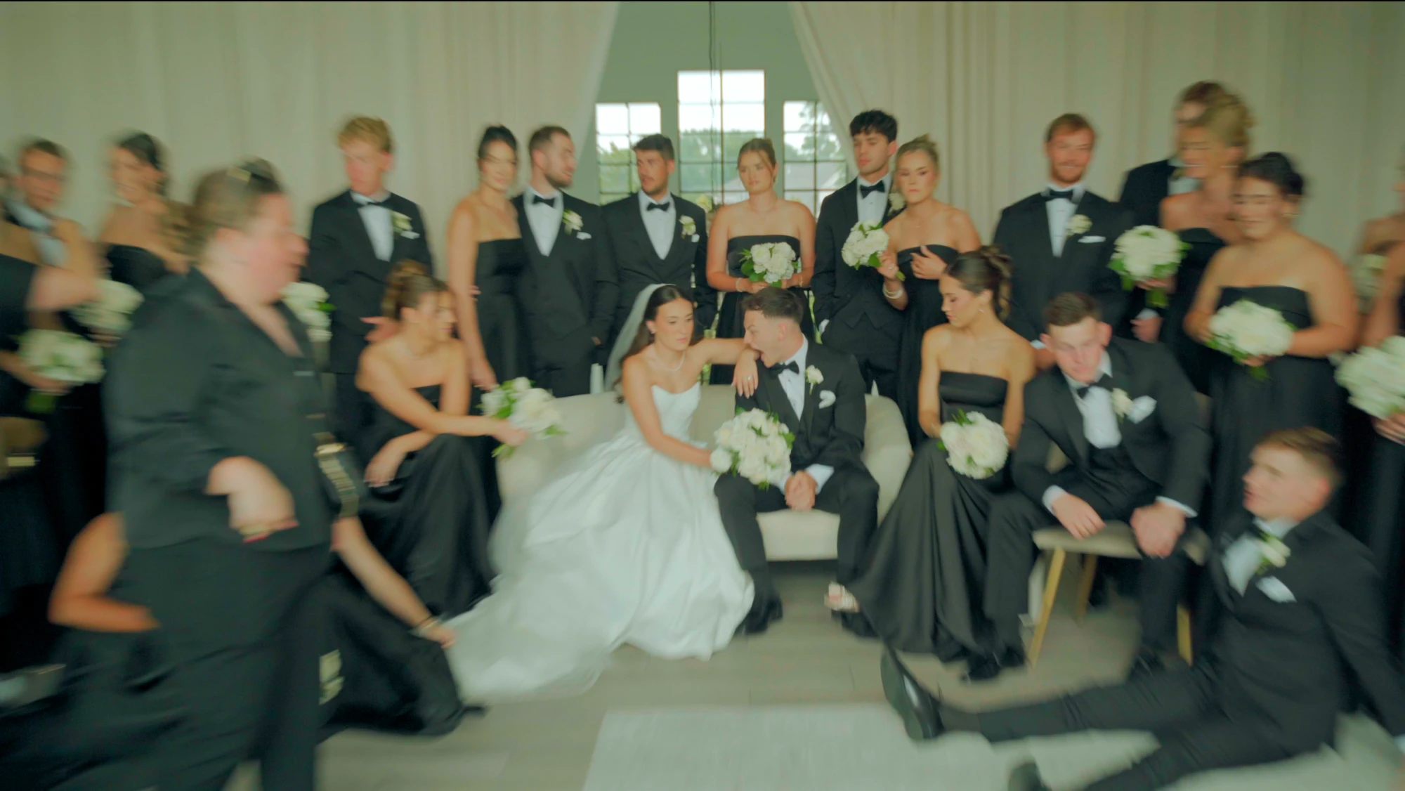 Bride and groom with bridal party