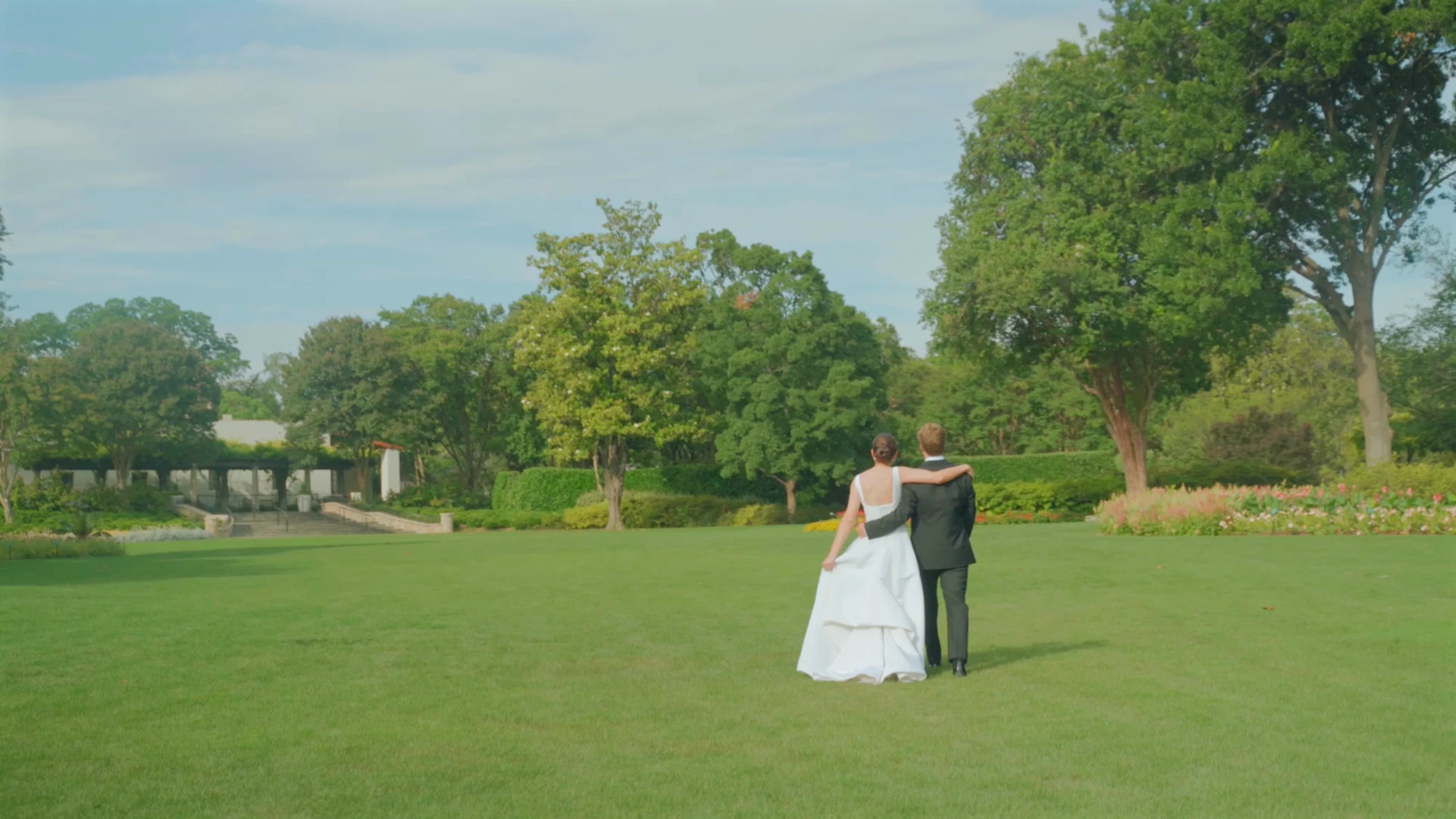 Couple walking the venue grounds